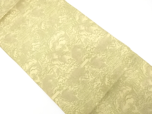 JAPANESE KIMONO / ANTIQUE FUKURO OBI / SILK / WOVEN SCENERY